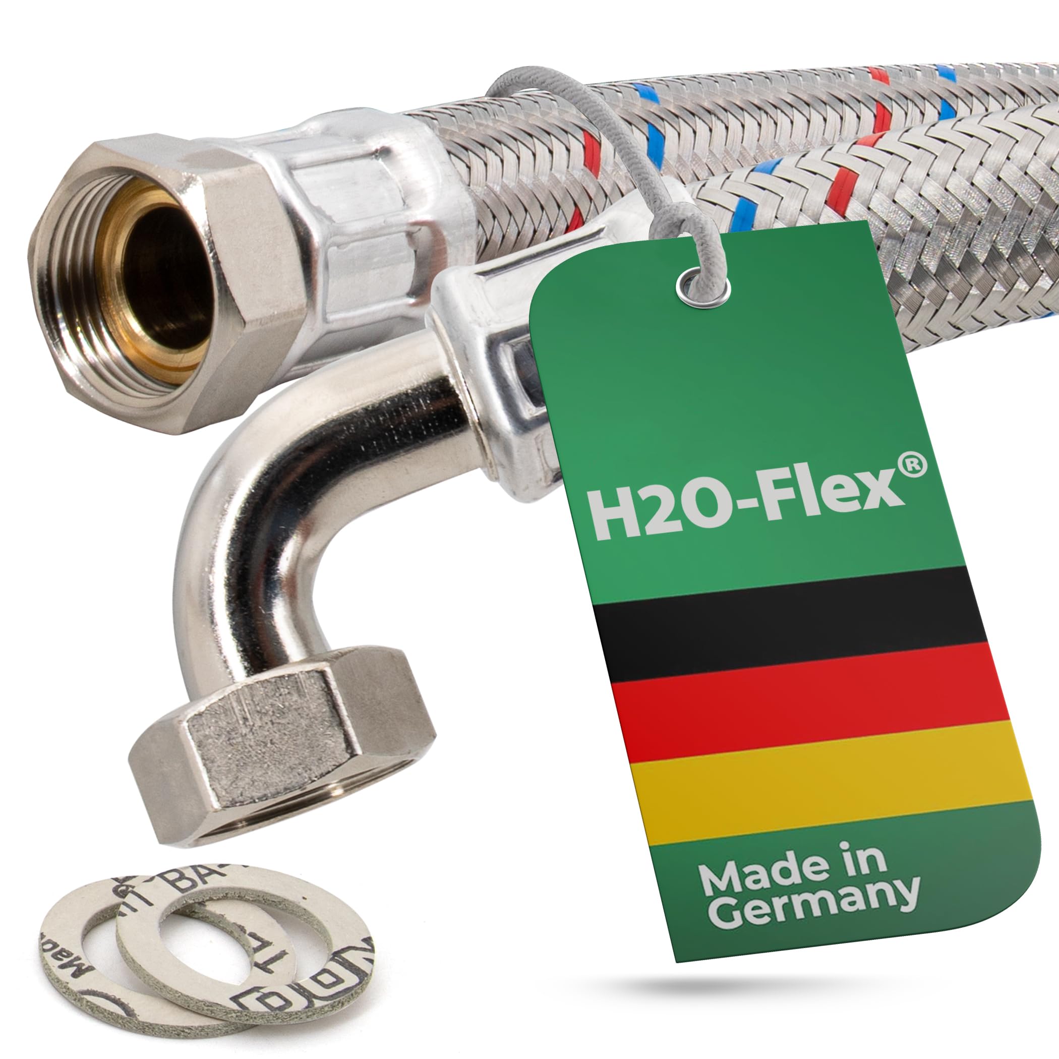 Panzerschlauch 3/4"ÜM x 3/4"ÜM Bogen (DN19)