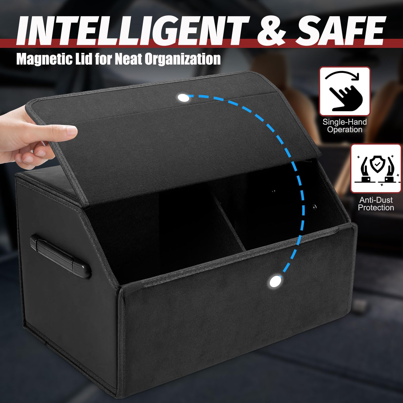 Contenitore per Bagagliaio Auto, Borsa Porta Attrezzi Veicoli, Borsa del Bagagliaio, Organizer per Auto Pieghevole, Organizer da Campeggio Impermeabile con Coperchio, in pelle