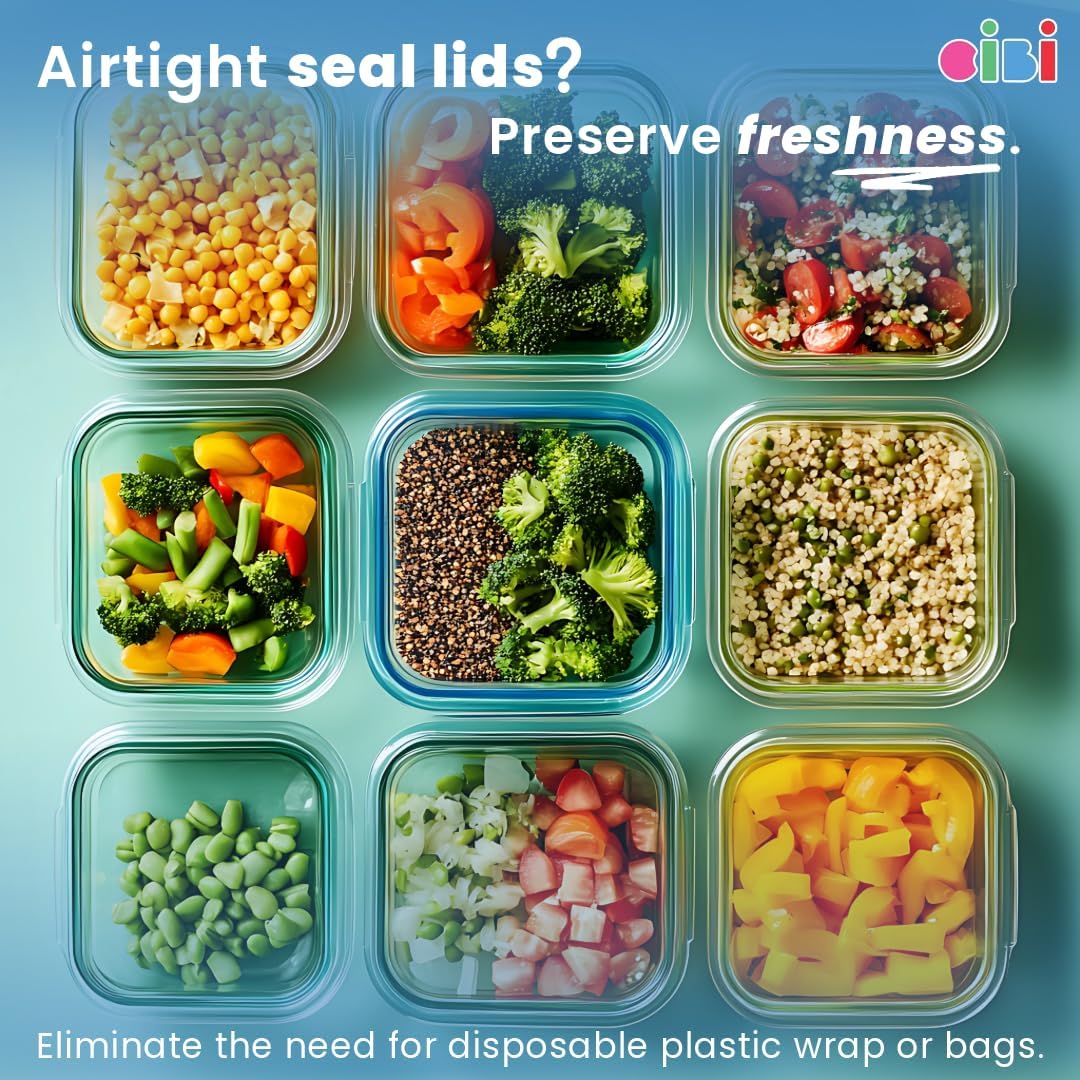 CIBI Food Storage Container Lids (3 Cup, Blue - 10 PK) Compatible with Pyrex 7210-PC Glass Containers, Dishwasher and Microwave Safe Replacement Lids