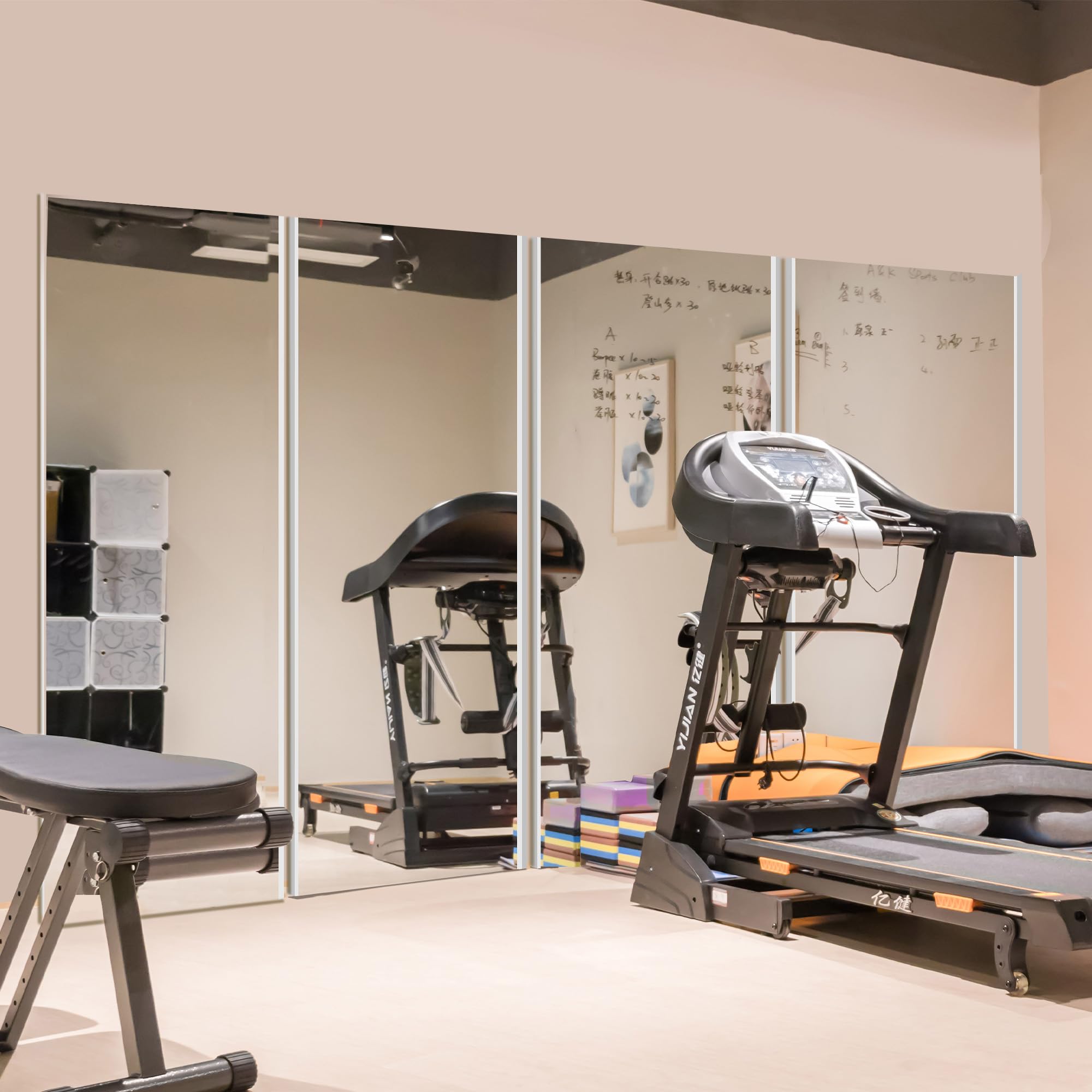 Espejo de pared grande sin vidrio, irrompible, irrompible, para gimnasio, estudio de baile, sala de entrenamiento en casa, nano película de 0.04 mm, cromado, 26 x 60 pulgadas