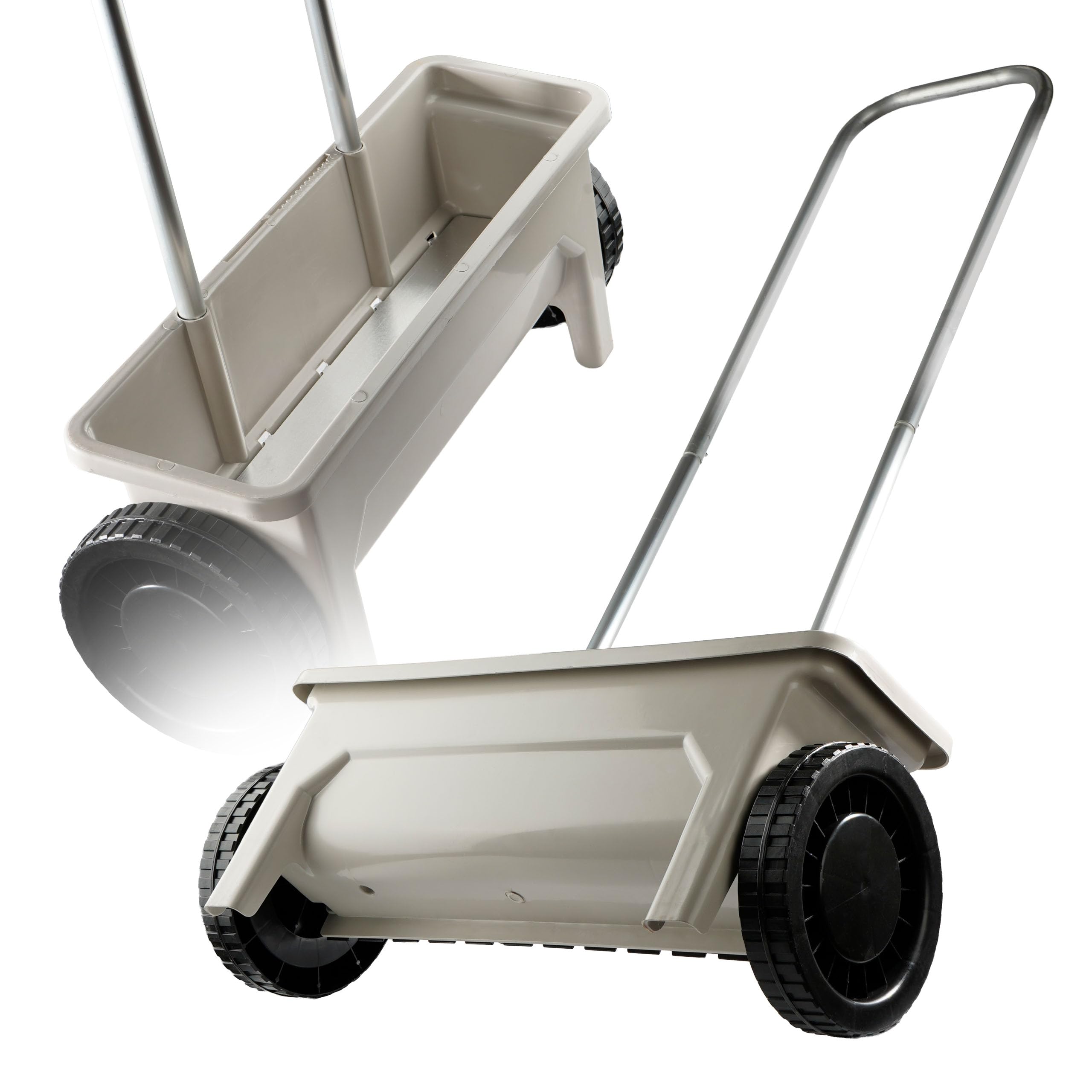 Garden Rasen Sämaschine auf Rädern, Düngewagen streuwagen rasen, Saatgut, Sand, Salz 12L, Streukontrolle, Universal Handstreuer bis zu 5kg Belastungt