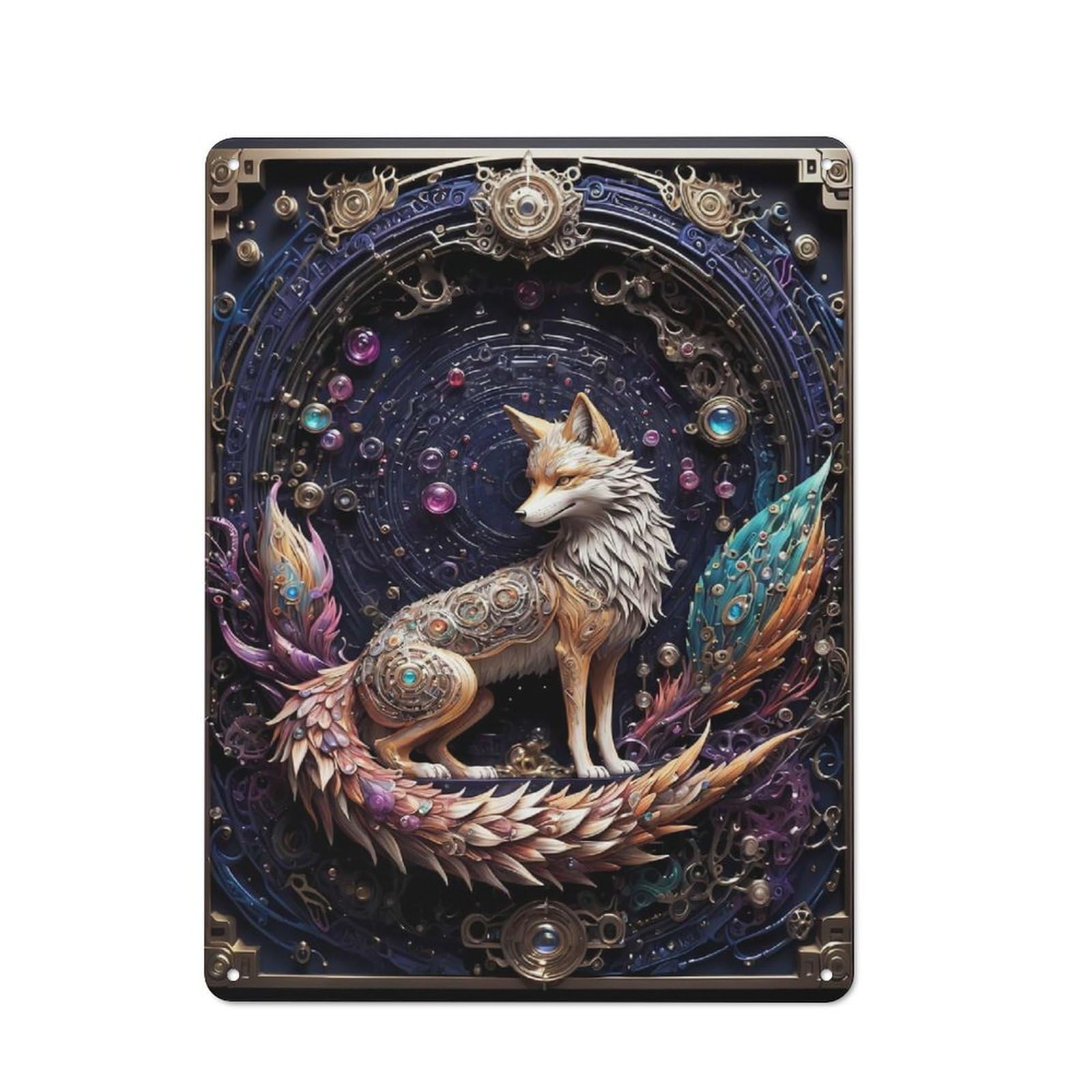 Junmoney Style-22 Great Tailed Fox Retro-Style Tin Wall Plaque 40X30cm For Café Or Home Bar, For Themed Interiors In Cafés And Home Bars
