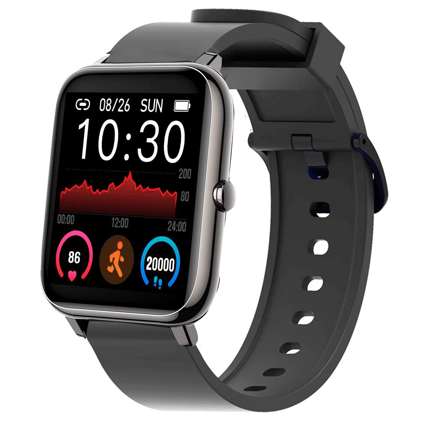 Compatible with Donerton Smartwatch Bands YOUkei Quick Release Watch Soft Silicone Sport Band Compatible with Donerton Smartwatch Black