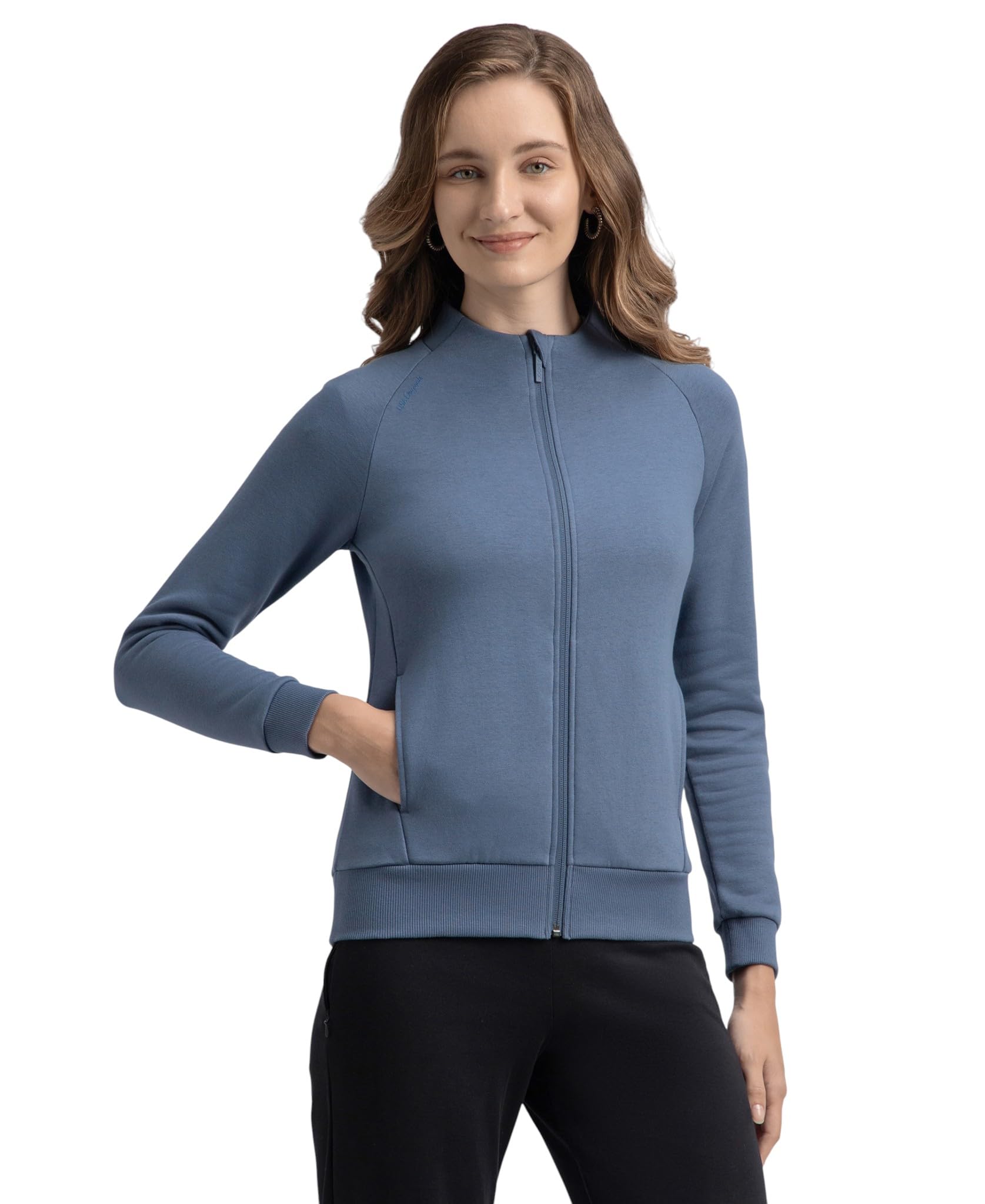 jockey U108 Women's Super Combed Cotton Rich Fleece Fabric Full Zip High Neck Jacket with Front Pockets-picture-41