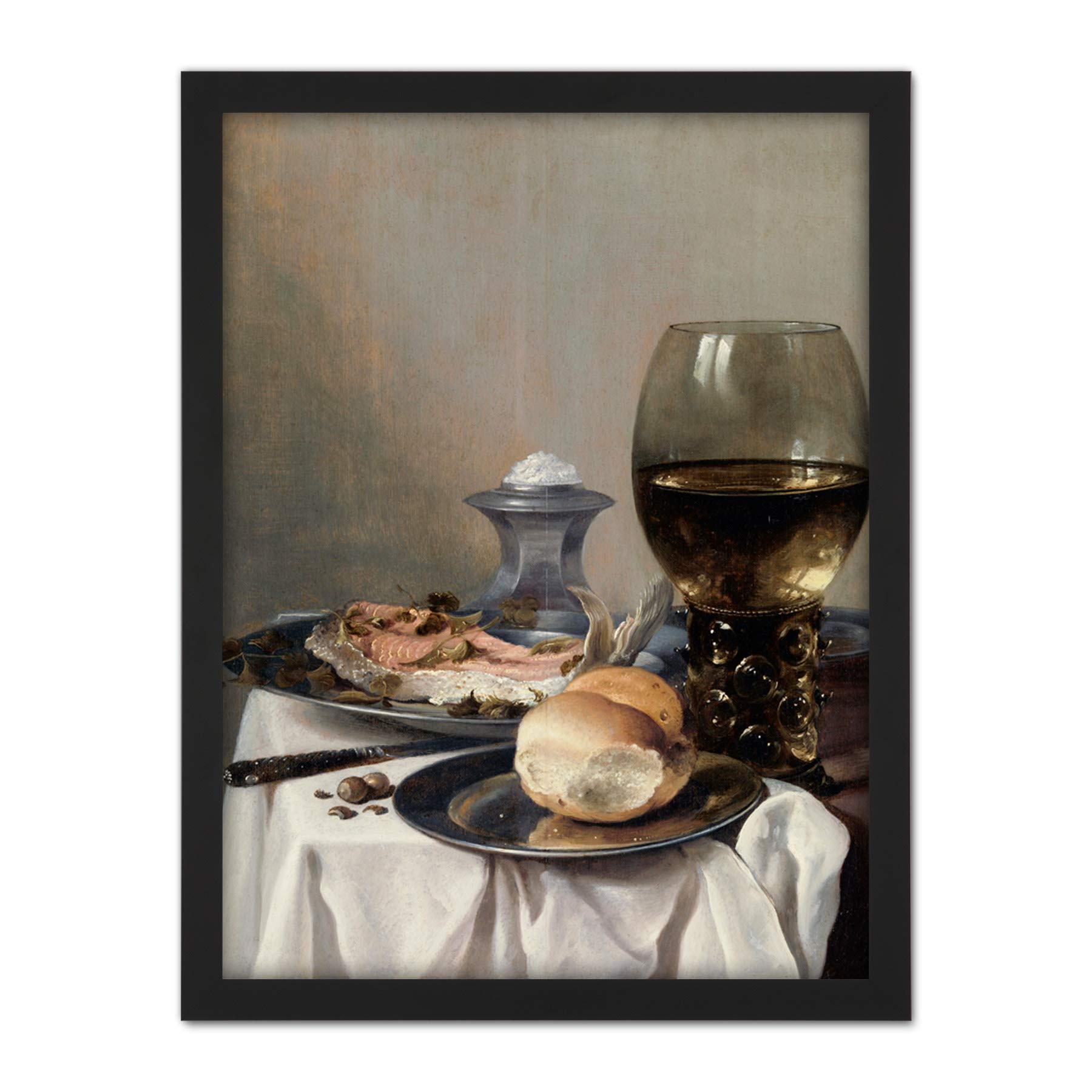 Artery8 Pieter Claesz Still Life With A Salt Realism Artwork Framed Wall Art Print 18X24 Inch
