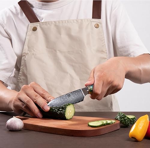 Miniatura 7 de WILDMOK Cuchillo multiusos para cocina  Cuchillo multiusos para pelar en cubitos, 5 pulgadas Damasco de 67 capas de acero Damasco VG10, mango de