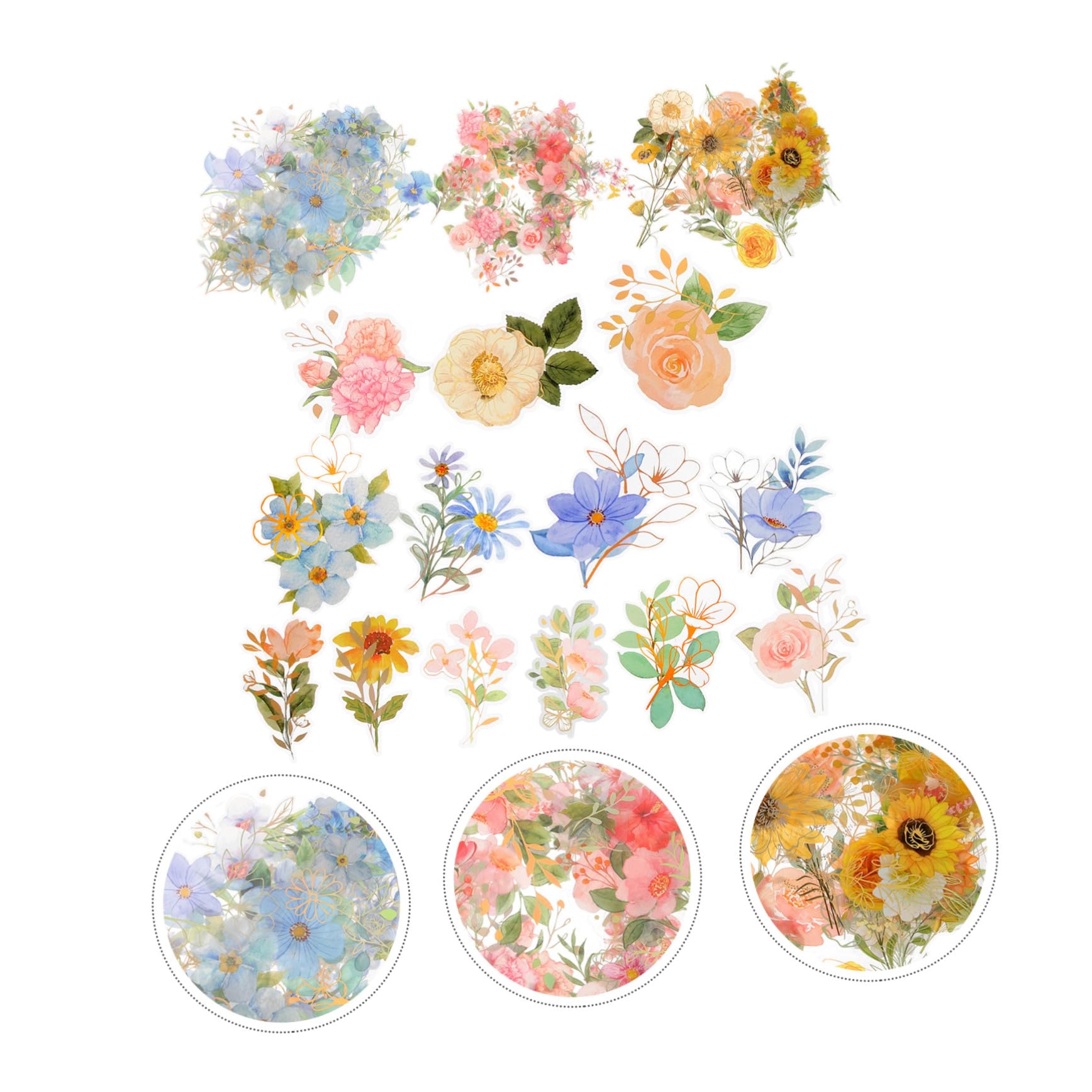 12 Set Adesivi Floreali per Scrapbooking e Decorazione Adesivi Trasparenti Impermeabili per Progetti Artistici e Facili da Applicare e Scegliere tra Stili Diversi