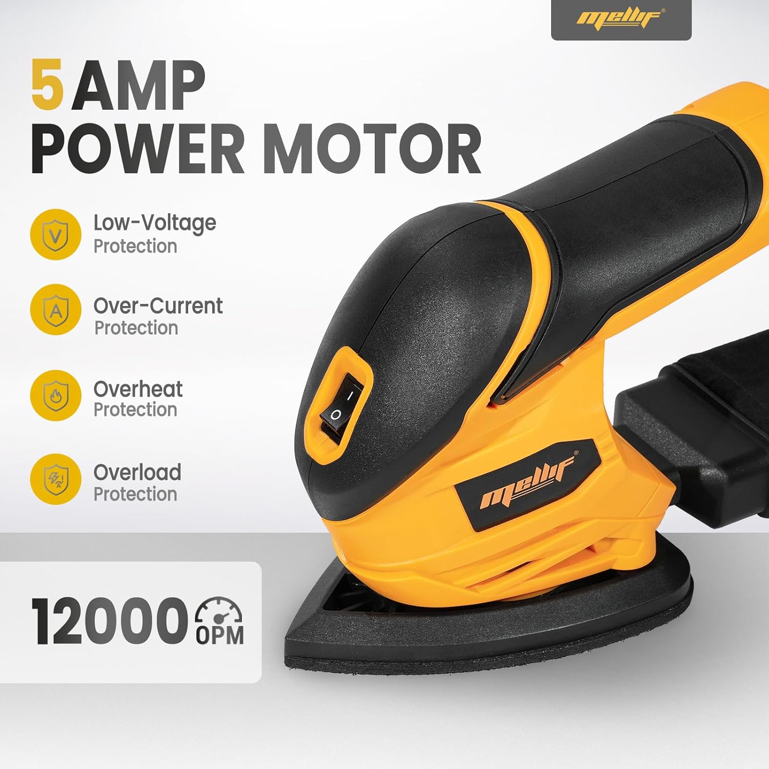 Cordless Detail Sander Compatible with Dewalt 20V MAX Battery(Tool Only), 12000 Rpm Compact Electric Mouse Sander, w/10pcs Sandpaper, Dust Collection Bag, for Detailing, Sanding - Image 2