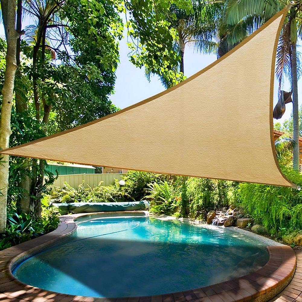 sonnensegel dreieckig led Sonnensegel, dreieckig, wasserdicht, mit LED-Lichtern, Sonnenschutz, UV-Schutz, für Terrasse, Garten, Terrasse, Strand, Pool, Beige, 2 x 2 x 2 m Garten Webbing:Ranger Green HAND PUMPS - RECREATION Institut für Verkehrsrecht und