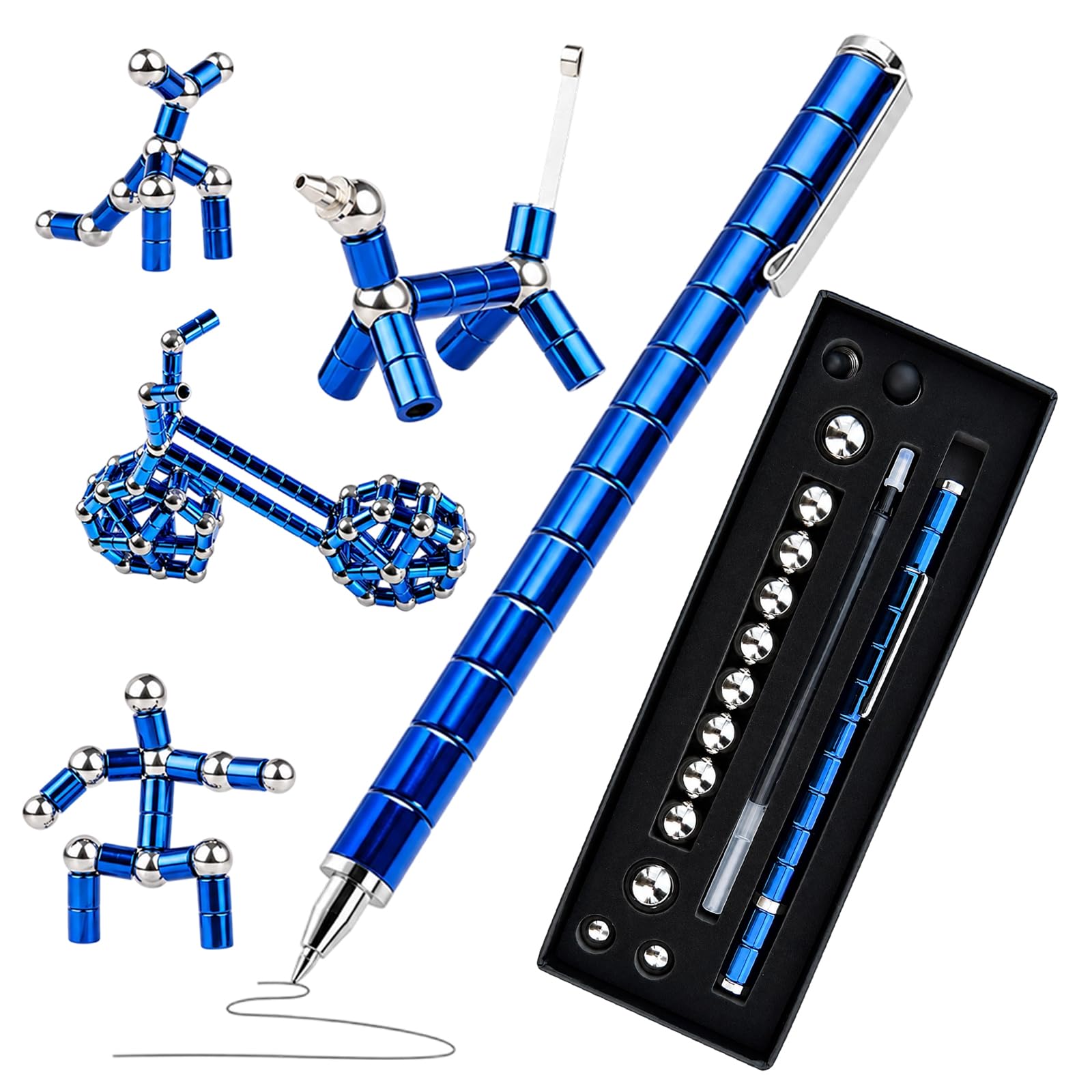 Creative Magnet Pen - Magnetic Fidget Pen Set for Stress Relief, Fun Writing, Drawing - Transformable, Modular Design for Students, Artists, and Professionals - Great Gift