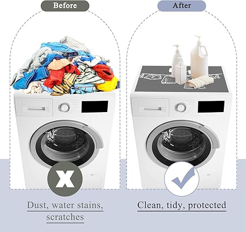 Miniatura 5 de 2 fundas para lavadora y secadora, protector superior antideslizante para lavadora, a prueba de polvo, de secado rápido, para lavandería, cocina
