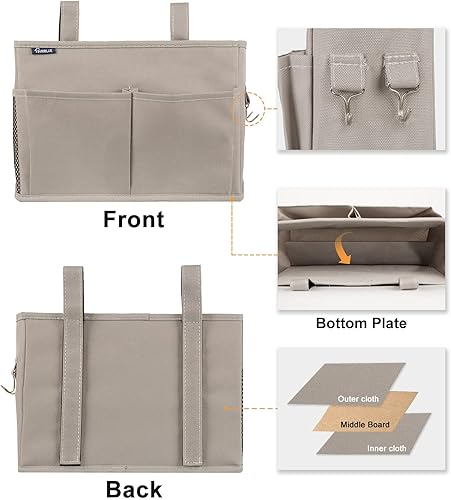 Miniatura 28 de Surblue - Organizador de cama colgante para mesita de noche, bolsa de almacenamiento, bolsillo para literas y camas de hospital, dormitorios Z-Zebra