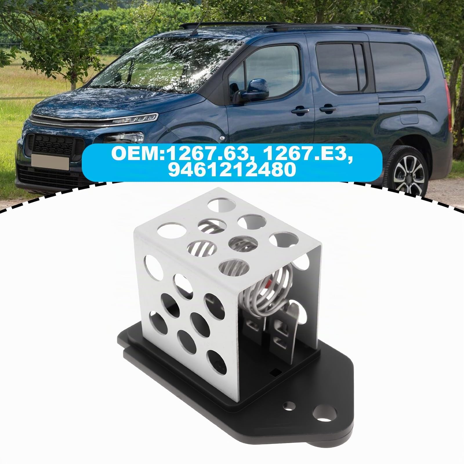 Résistance de Moteur de Ventilateur de Chauffage de Voiture 3 Broches 1267.63 1267.E3 Compatible avec Berlingo Compatible avec Peugeot 206