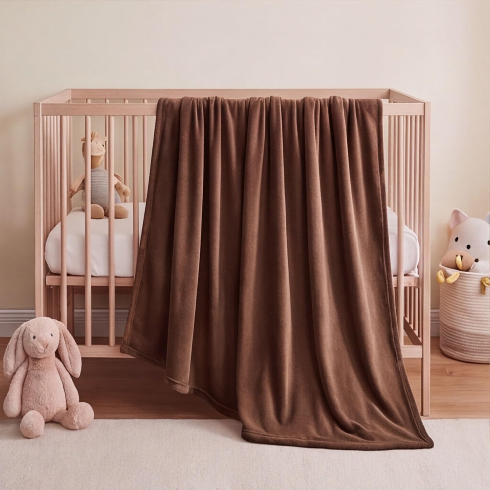 GOUTUI Fleece Throw Blanket 95 x 375 cm Silk Touch Fleece Throw Blanket for Sofa Cozy/Plush/Lightweight for Bed Settees Armchairs, Brown