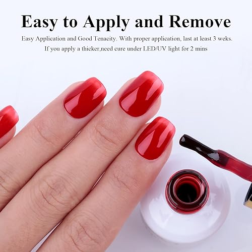 Miniatura 3 de Imtiti Esmalte de uñas de gel traslúcido, esmalte de gel de curado con luz UVLED rojo gelatina, para arte de uñas, manicura y pedicura en casa, 0.5