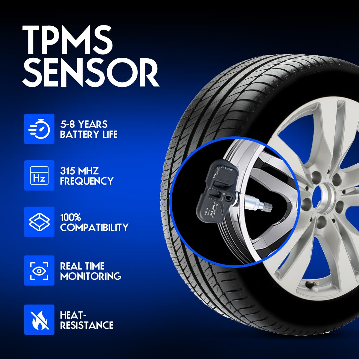TPMS Tire Pressure Monitor Sensor, Compatible with Honda Accord 2008-2012 CR-V 2008-2011 Fit 2008, Replace#42753SWA316