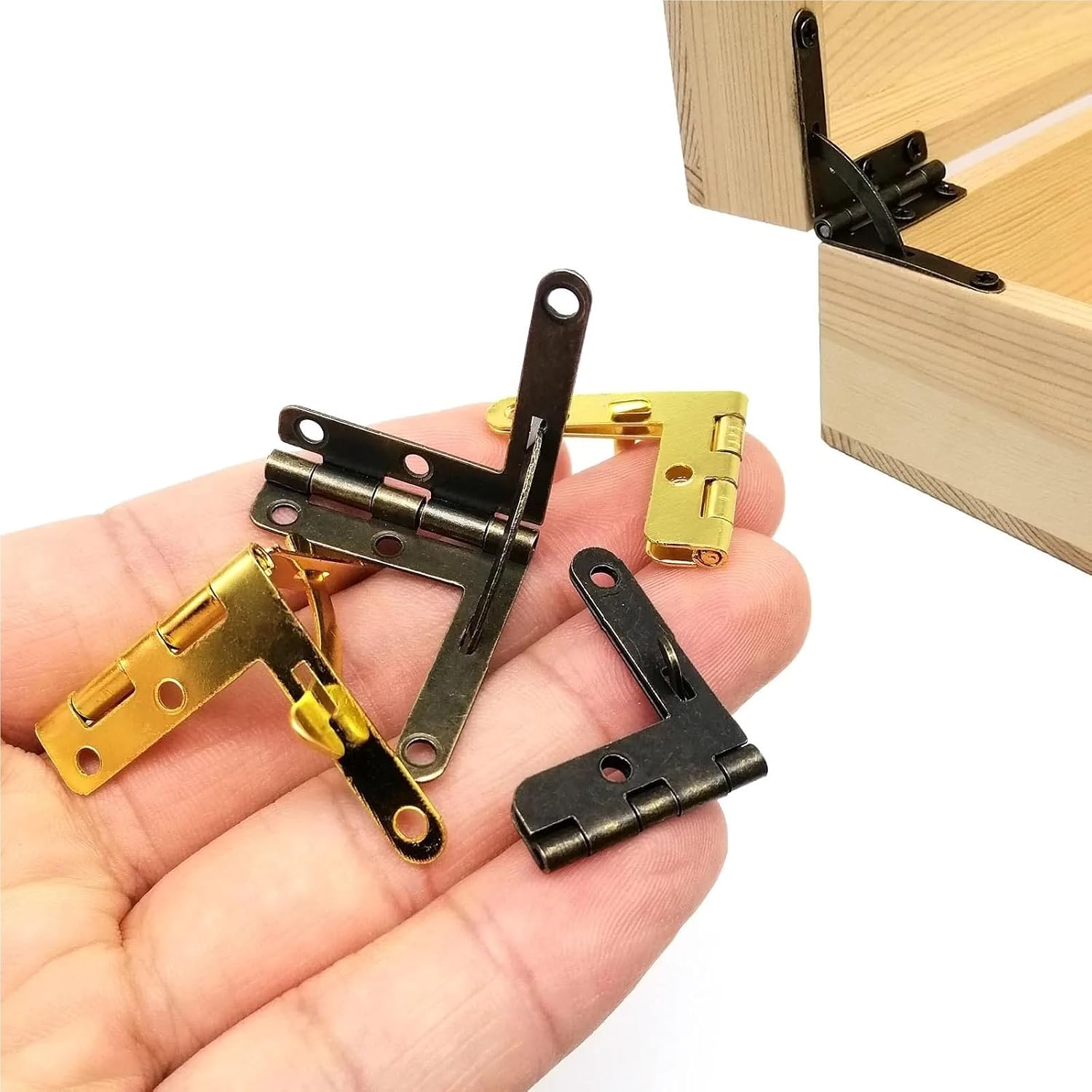 Golden Antique Brass L Shape 90 Degree Support Lid Stay Stop Hinge 12Pcs(Large Bronze 30x32mm)