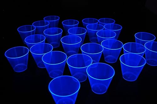 Miniatura 2 de DIRECTGLOW LLC Vasos de fiesta de 25 quilates reactivos a la luz negra de 9 onzas con 5 globos de luz negra (azul neón)