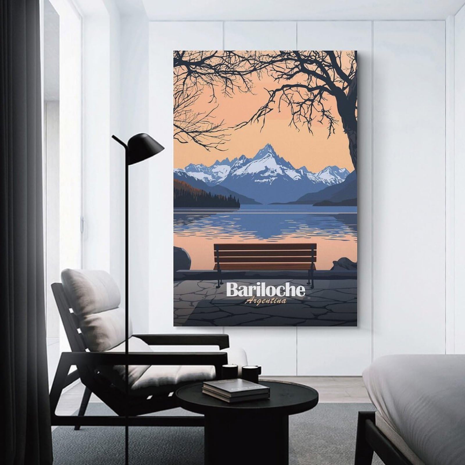 Junmoney Bariloche, Argentina Landscape Hanging Wall Art 24x36inch(60x90cm), for Bedroom Walls, Guest Spaces Or Lounges, Home Artwork with A Soft Interior Feel