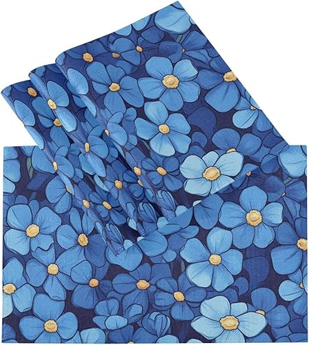 Miniatura 3 de Juego de 6 manteles individuales reutilizables decorativos de flores multiazules para manteles de mesa de 12 x 18 pulgadas