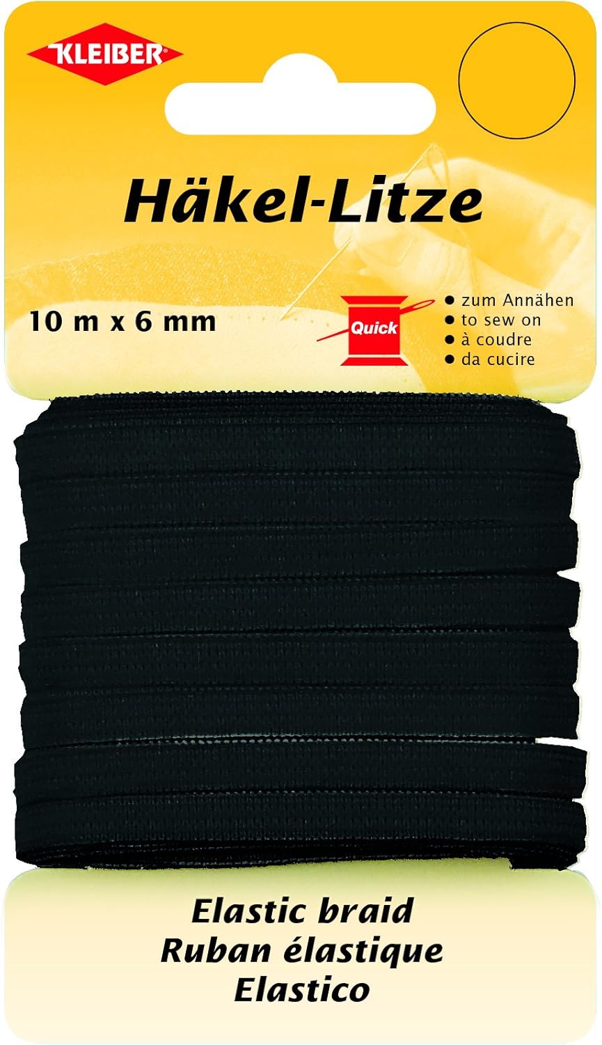 Kleiber 71085 Crochet Wire/Fine 78% Polyester 22% Elastomer Elastic, Black, 1000.0 x 0.6 x 0.05 cm