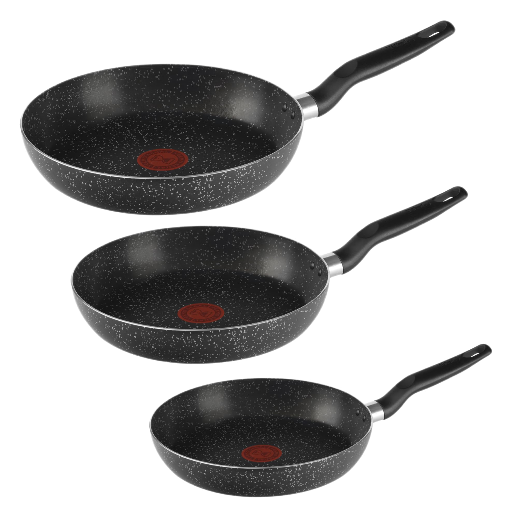 T-FAL Juego de sartenes easy cook efecto piedra cubierta antiadherente — con indicador