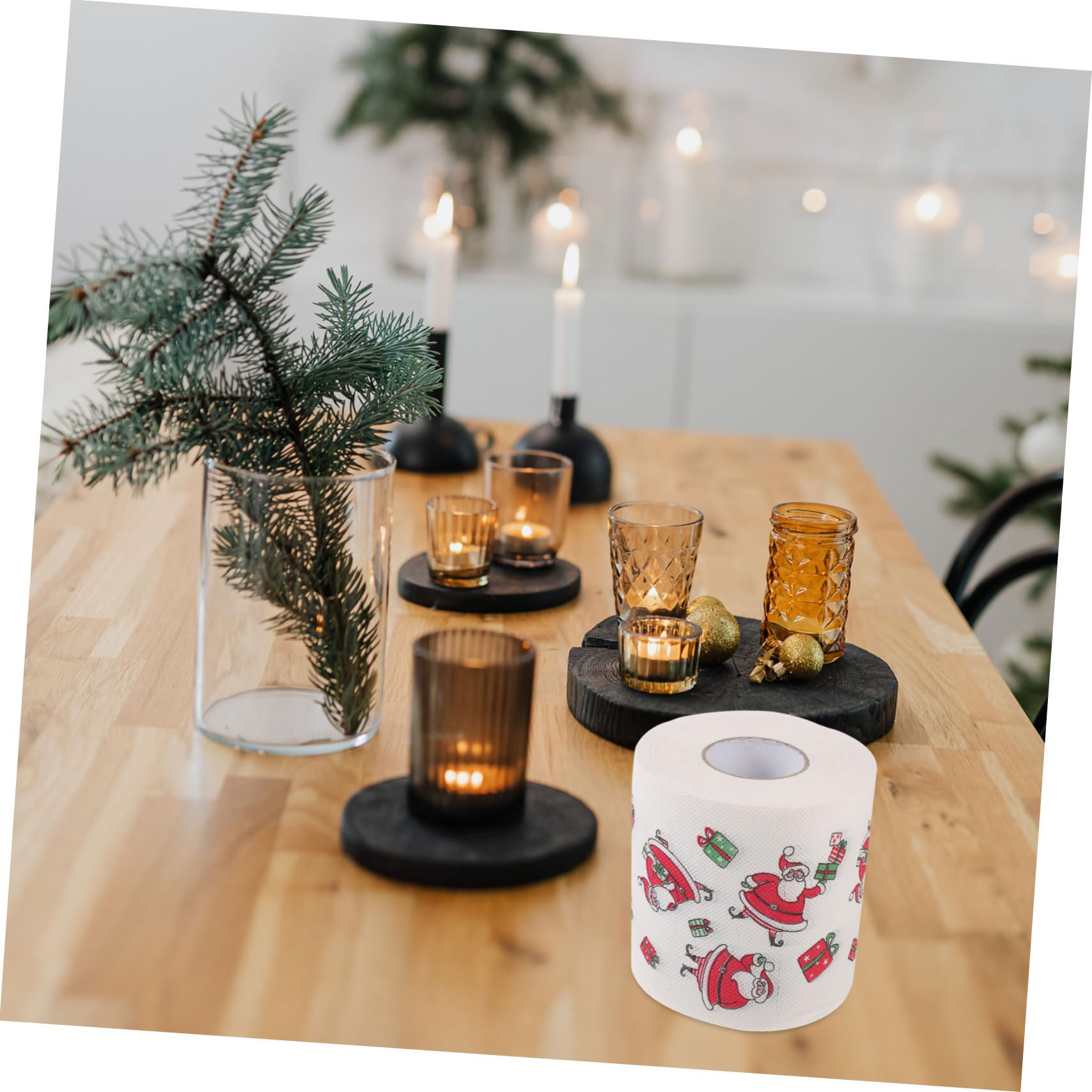 5rollos Servilletas De Papél Para Fiesta Servilletas De Cena Navideñas De Fiesta De Papél Decoración De Navidad