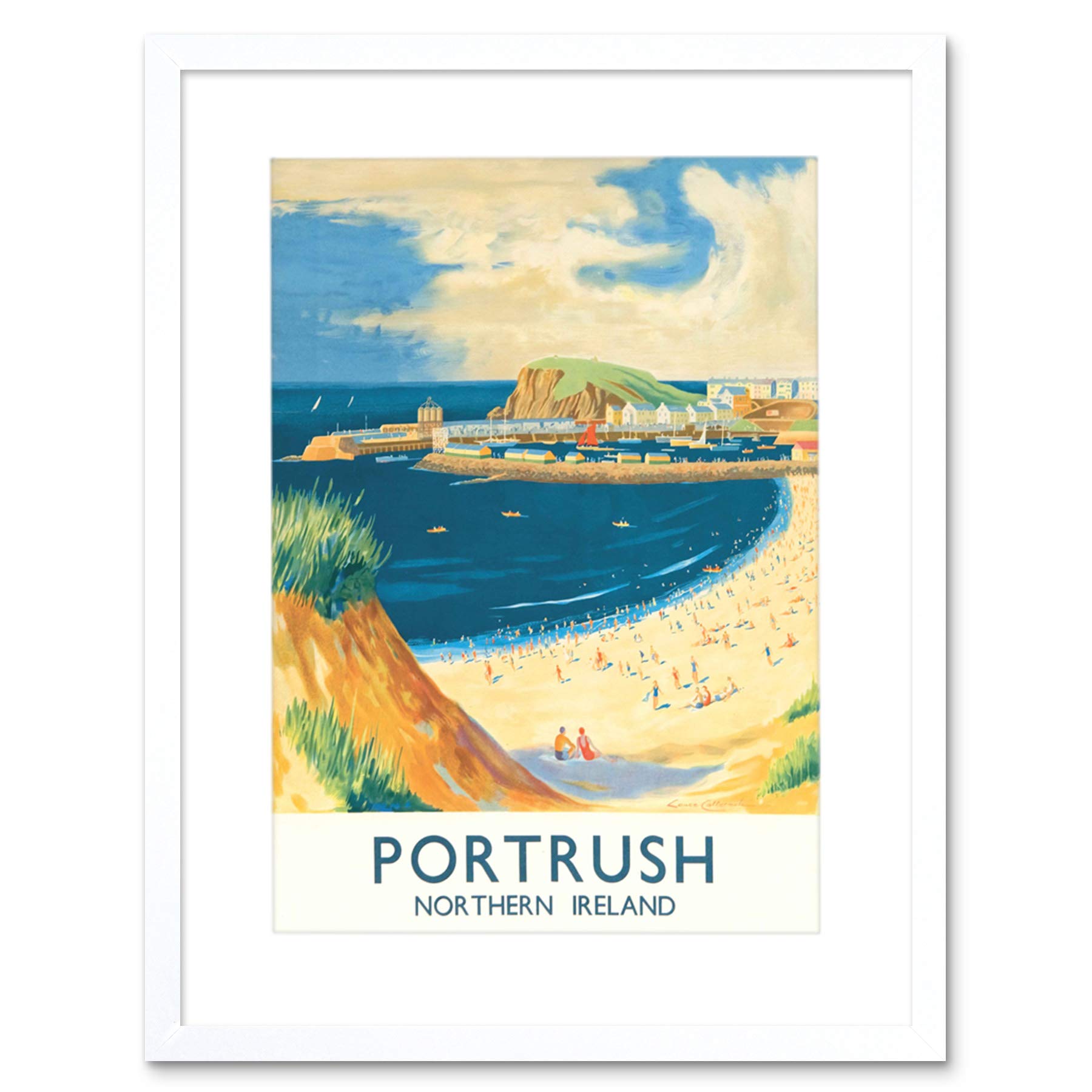Wee Blue Coo Beach Coast Harbour Portrush Northern Ireland Picture Framed Wall Art Print