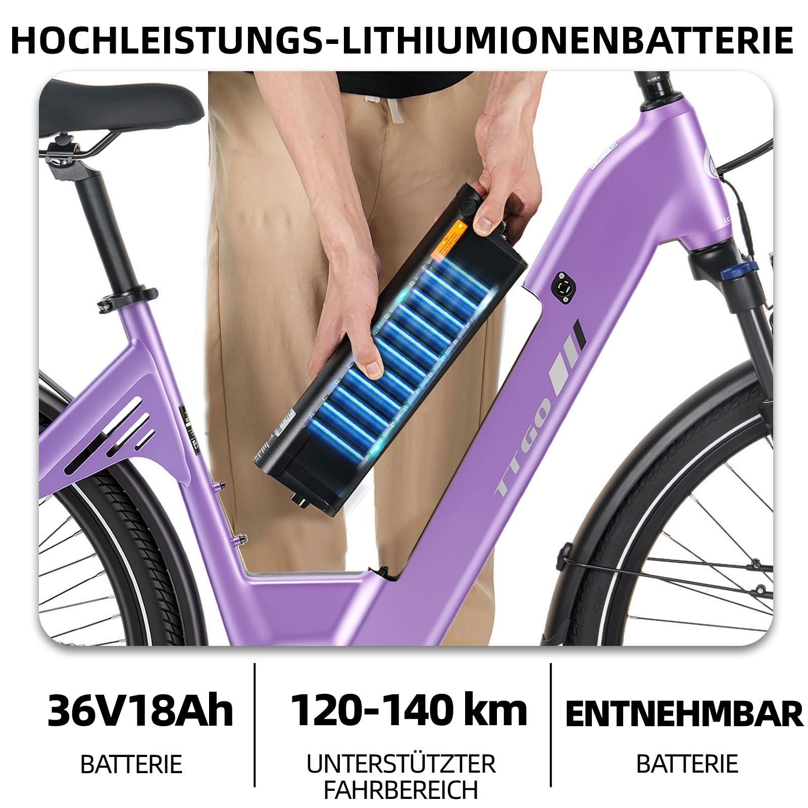 ttgo C7 SE E-Bike 28 Zoll für Damen und Herren, Elektrofahrrad mit 250W Mittelmotor, 36V 18Ah Akku, 9-Gang bis 25 km/h, 130–150 km Reichweite, Hydraulische Scheibenbremsen