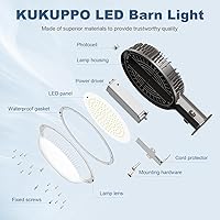 Vista 8 de KUKUPPO Luz LED de granero con certificación ETL, 80 W, luz de atardecer a amanecer, 5000 K, luz diurna, 9600 lúmenes, IP65, impermeable, luces