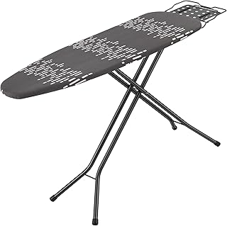 Deluxe Ironing Board with Heat Resistant Cover and Thicken Felt Pad, Safety Iron Rest, 4 Premium Steel Legs, Height Adjustable,Foldable