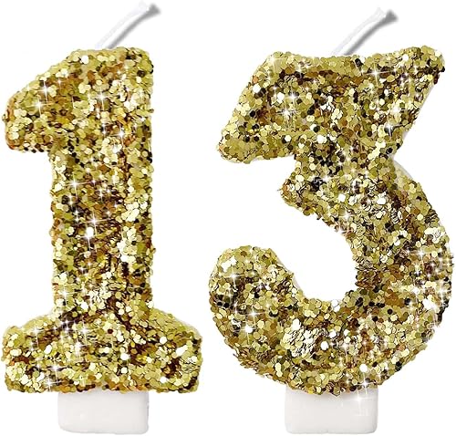 Miniatura 141 de Velas de números con purpurina de oro rosa de 2.8 pulgadas, muchos colores, regalos de cumpleaños de 22 años, velas de cumpleaños, velas de números