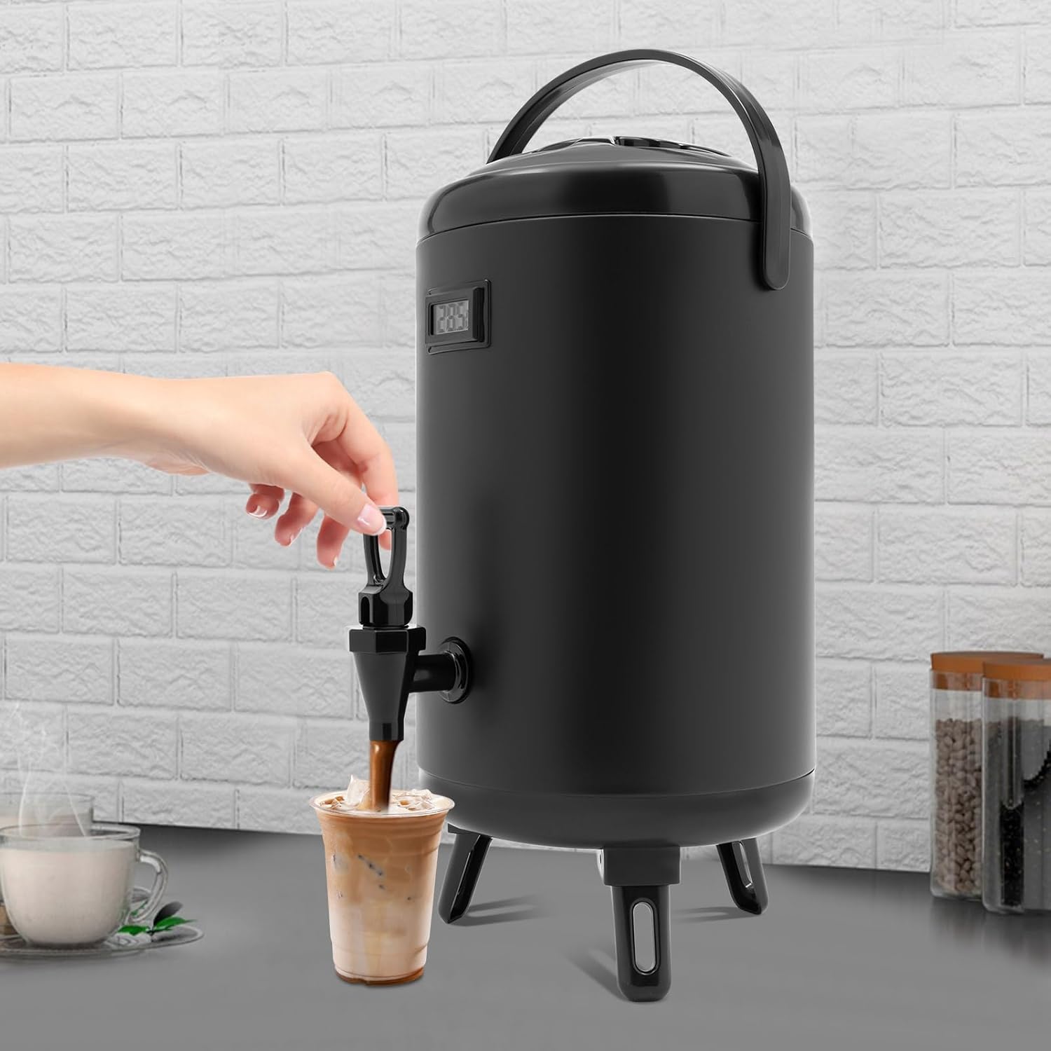 Insulated Thermal Hot and Cold Beverage Dispenser With Spigot - Stainless Steel Tea and Coffee Dispenser (2.64gal)