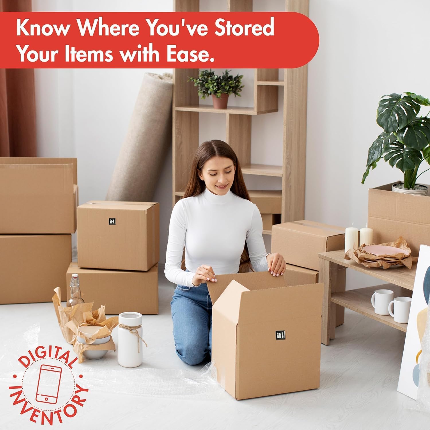 NFC Code Smart Labels | Scannable Weatherproof Tags for Storage Bins & Containers | AI-Powered Item Recognition | Free App for iOS/Android with Unlimited Cloud Sharing Familly Sharing (12 Packs of 8)