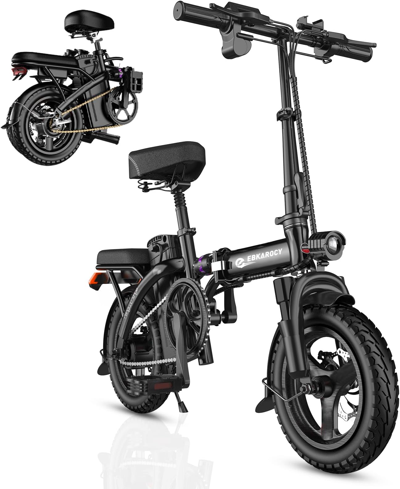 EBKAROCY Mini Electric Bike for Adults，400W Adult Electric Bicycles with 48V 15AH Removable Battery 22MPH Foldable Ebike,14” Tire Light Weight Commuter E Bike