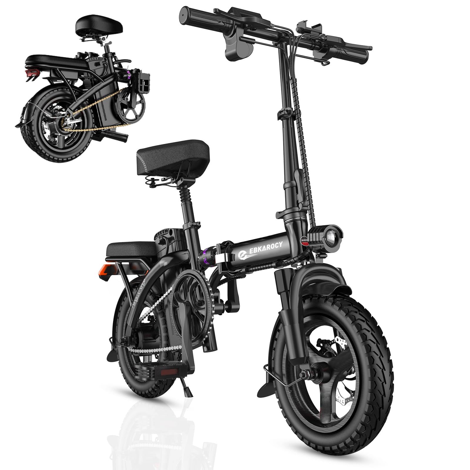 EBKAROCY Mini Electric Bike for Adults，400W Adult Electric Bicycles with 48V 15AH Removable Battery 22MPH Foldable Ebike,14” Tire Light Weight Commuter E Bike