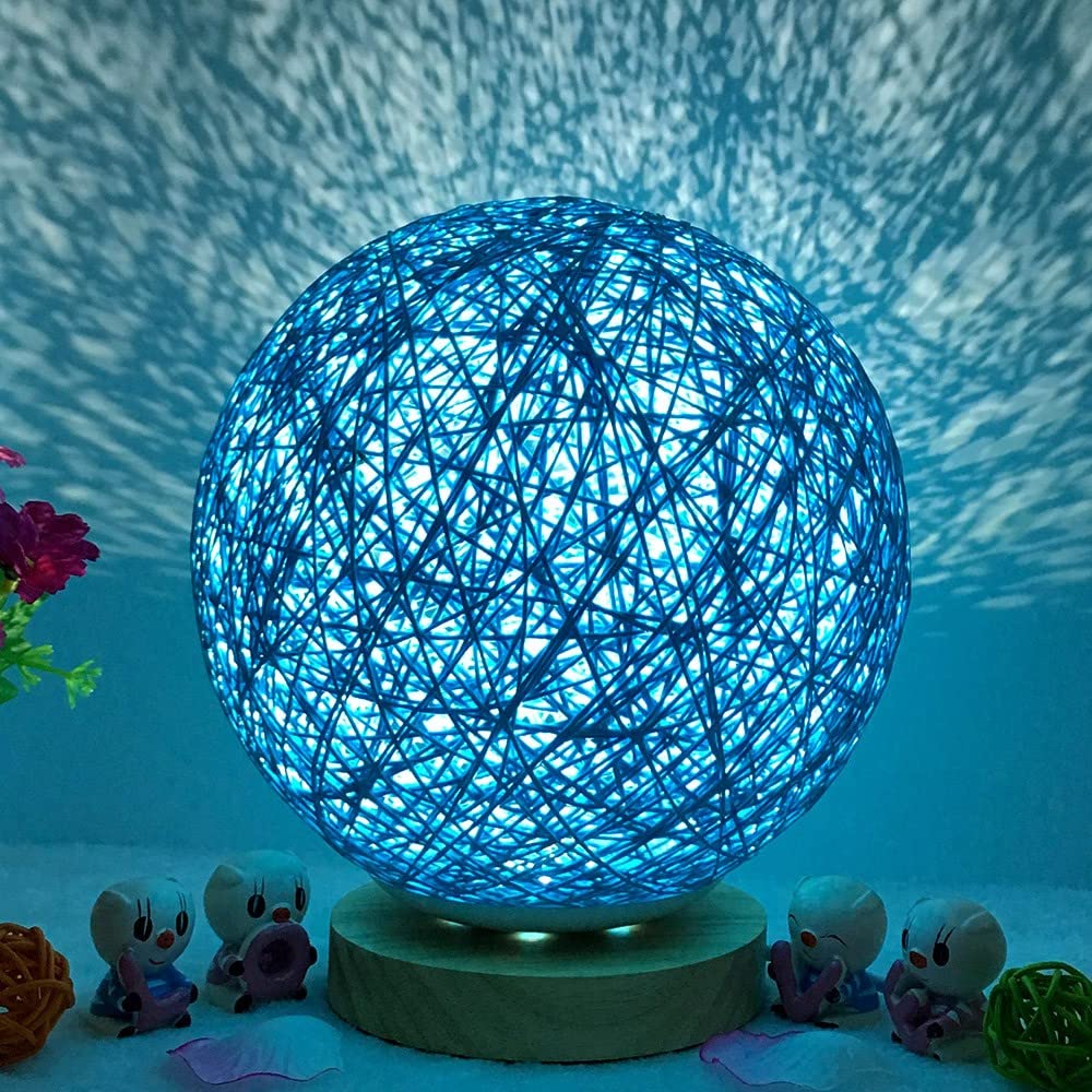 Night Light, Friend Gifts for Women, 3D USB Charging LED Rattan Night Table Desk Lamp, Lamp for Bedroom, Birthday Gifts for her