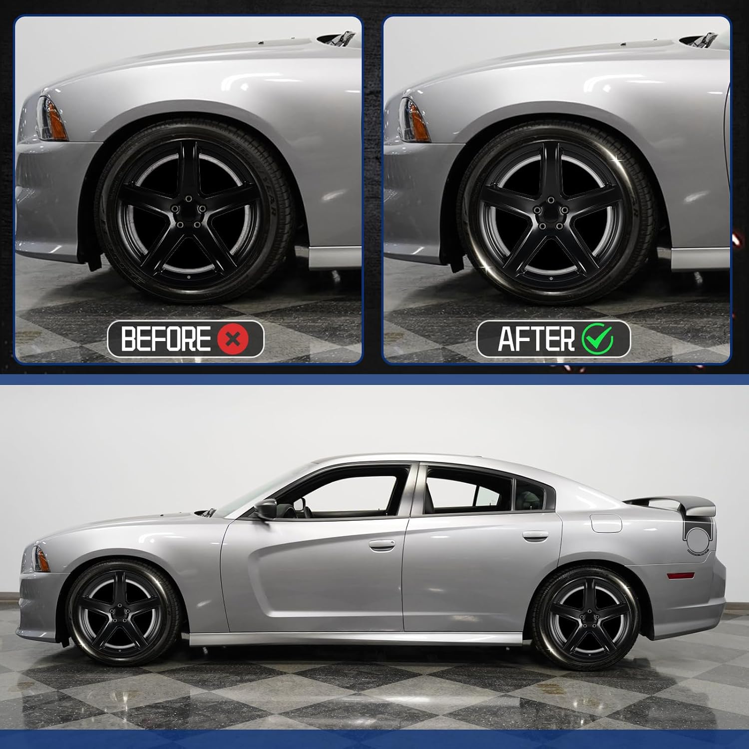 New Replacement Rim 20x9.5 inch Satin Black Premium Aluminum Alloy Wheel Rims Fit for Charger SRT8 2007-2010, Fit for Charger 2006-2025, Fit for Challenger SRT8 2008-2010