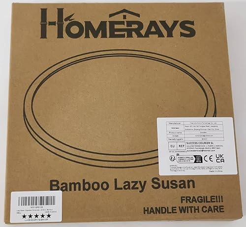 Miniatura 8 de Lazy Susan - Organizador Homerays de 9 pulgadas antideslizante de bambú Lazy Susan para cocina, estante giratorio de especias para armario de