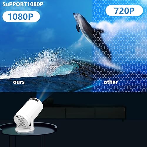 Miniatura 2 de Mini proyector con WiFi, proyector portátil 720P HDMI 150 ANSI, soporte de ángulo ajustable ligero, enfoque manual, compatible con teléfono