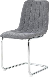 Modern Dining Chairs Set of 4: Grey Upholstered Kitchen Chairs with Metal Legs - Contemporary Home Seating for Dining Room & Office Use