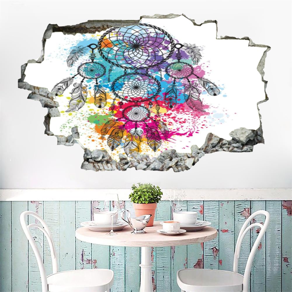 Adesivi Murali 3D Fracassati Cacciatore Di Sogni Poster Rimovibile Per Arte Del Tatuaggio Da Parete Arte Spruzzata Fotomurali Decorazioni Per La Casa Camera Da Letto Per Bambini Decorazioni 120x80cm