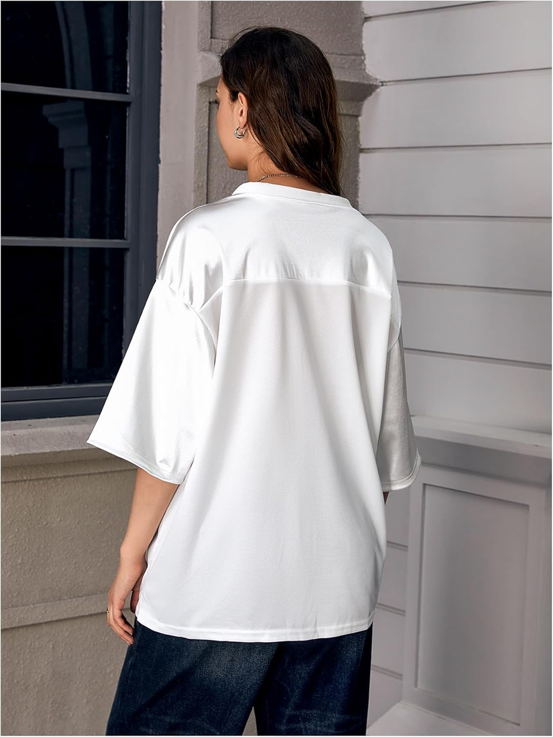 Verdusa Women's Oversized Jersey Shirt Graphic Tees V Neck Short Sleeve Vintage T Shirts - Image 2