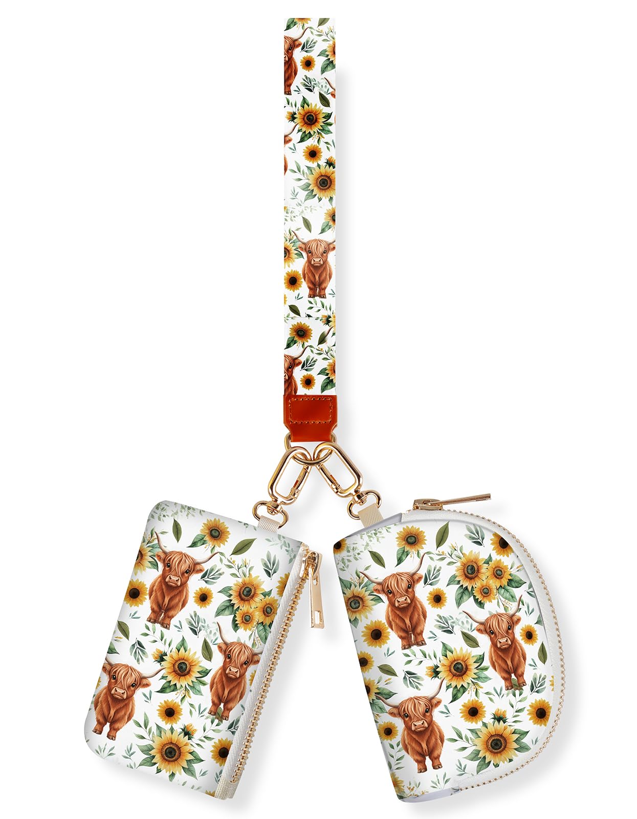 Coin Purse Keychain for Women，Wristlet Wallets for Women, Dual Pouch Wristlet Keychain Wallet for Women, Small Wallet Wristlets with Coin Pouch for