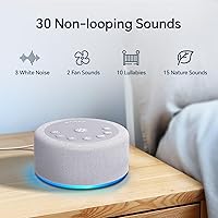 Vista 2 de Máquina de sonido Luz nocturna de ruido blanco Máquina de ruido marrón, 30 sonidos sin bucle, 12 luces, 5 temporizadores, 36 función de memoria