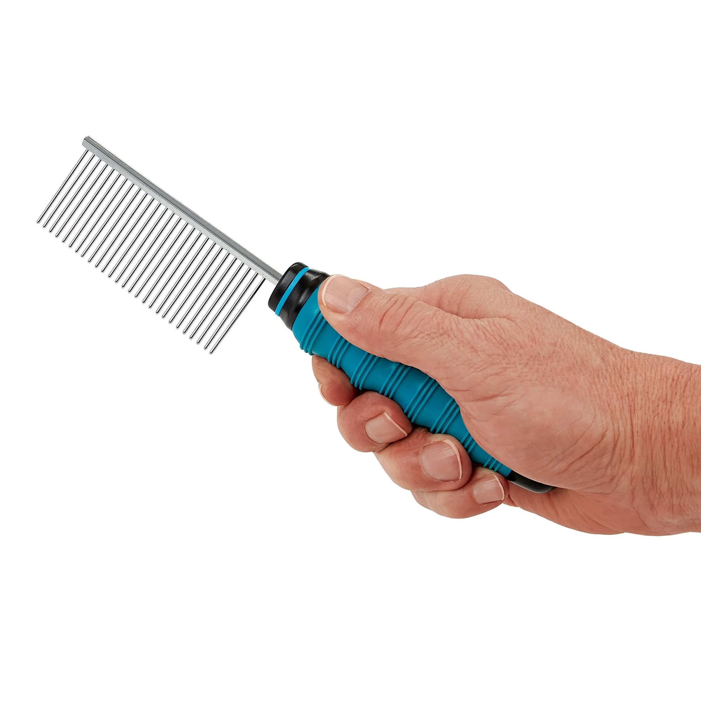 Dog Dematting Comb Ergonomic 30 Pin Non Slip Handle Double Coat Shed Detangling (2 Combs)