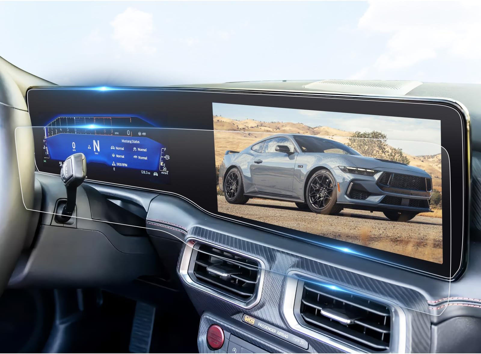 BIBIBO 2Pcs for 2024 2025 2026 Ford Mustang Screen Protector 2024 2025 2026 Ford Mustang Ecoboost/ EcoBoost Premium/GT/GT PremiumDark Horse/Dark Horse Premium Display,[Anti Glare& Scratch Ultra-Clear] 2024-2026Ford Mustang Accessories PET Nano Foils