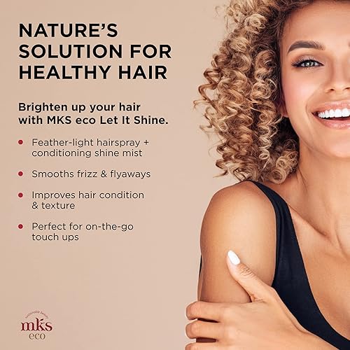 Miniatura 3 de MKS Eco Let It Shine aroma original 4 fl oz brillo y spray para el cabello refresca el brillo suaviza el encrespamiento y los vuelos con aceite de
