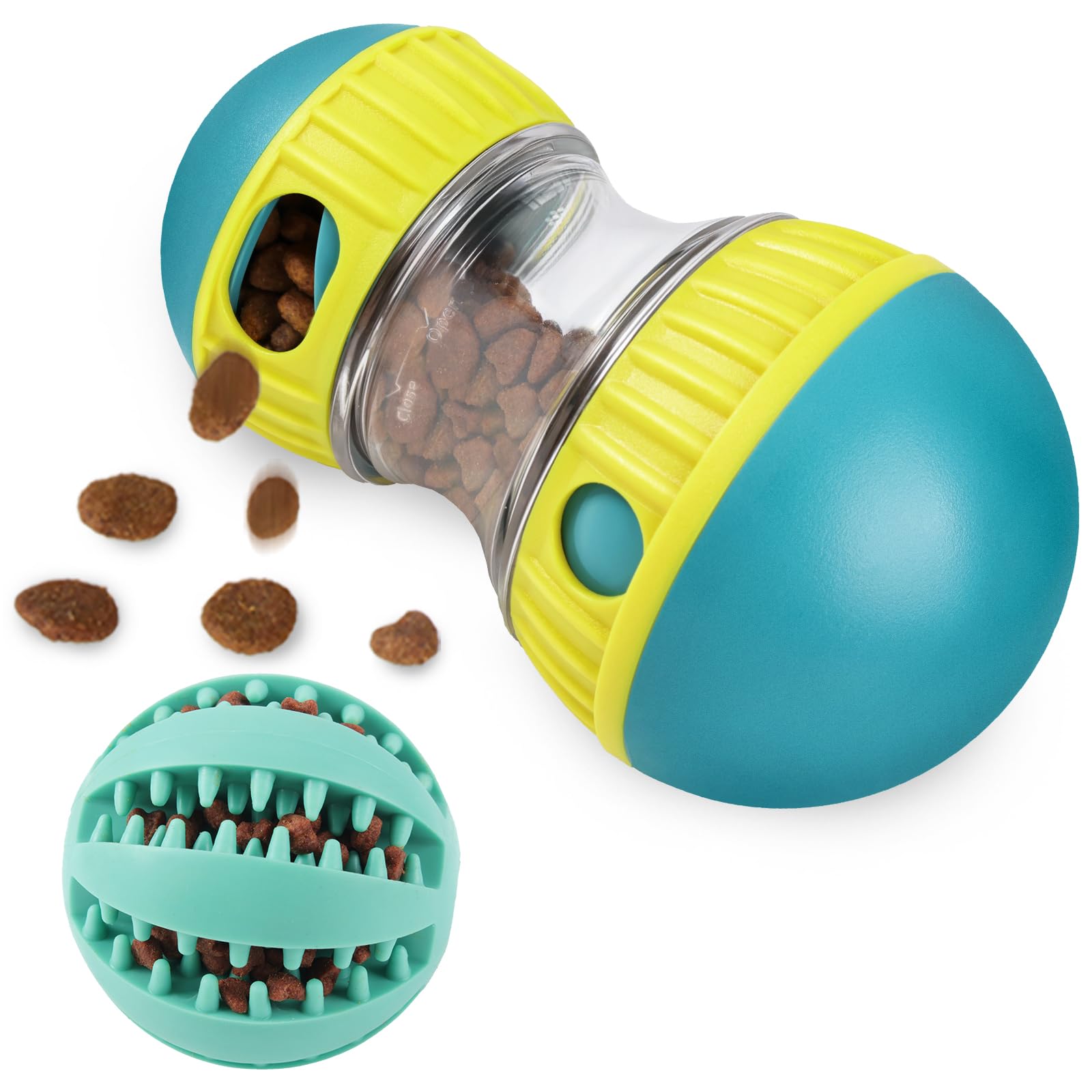 ETACCU Interactive Dog Toys, Indestructible Puppy Toys, Dog Puzzle Toy Adjustable Treat Dispensing Ball Food Dispenser Tough Slow Feeder for Large/Medium/Small Aggressive Chewers