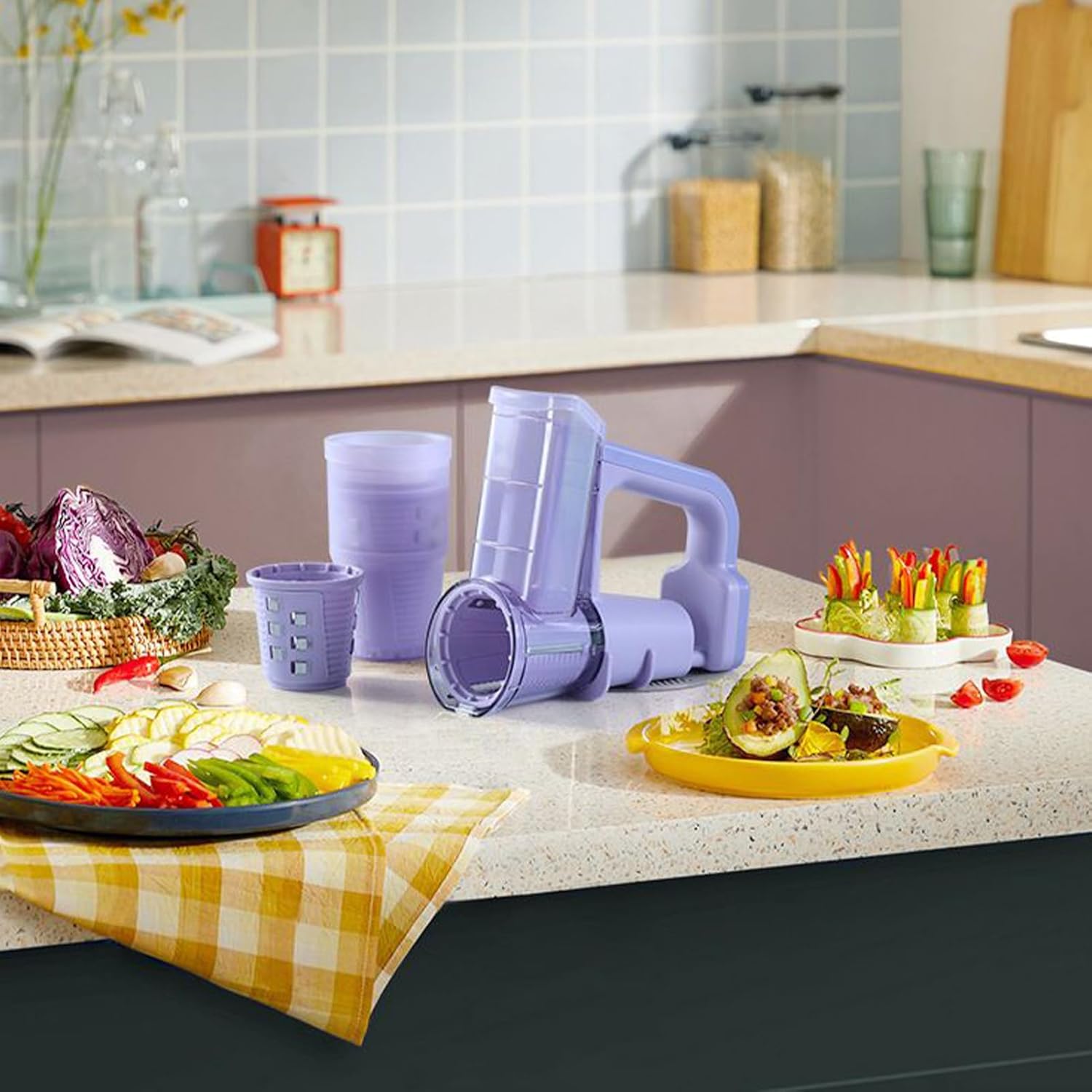 Electric Vegetable Slicer - Cordless Shredder, 1 Piece Powered Mandoline For Salad Preparation, Handheld Mincer With Fast Charging, Kitchen Appliances, Automated Cutter For Onion, Garlic And Meal